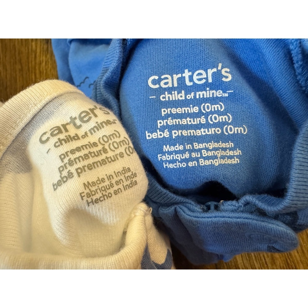 Carters Baby Sleepers Boy Preemie Lot Rompers Outfits Clothes Reborn Turtle Fish - Picture 5 of 5
